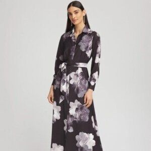 Chico's Floral Print Maxi Shirt Dress